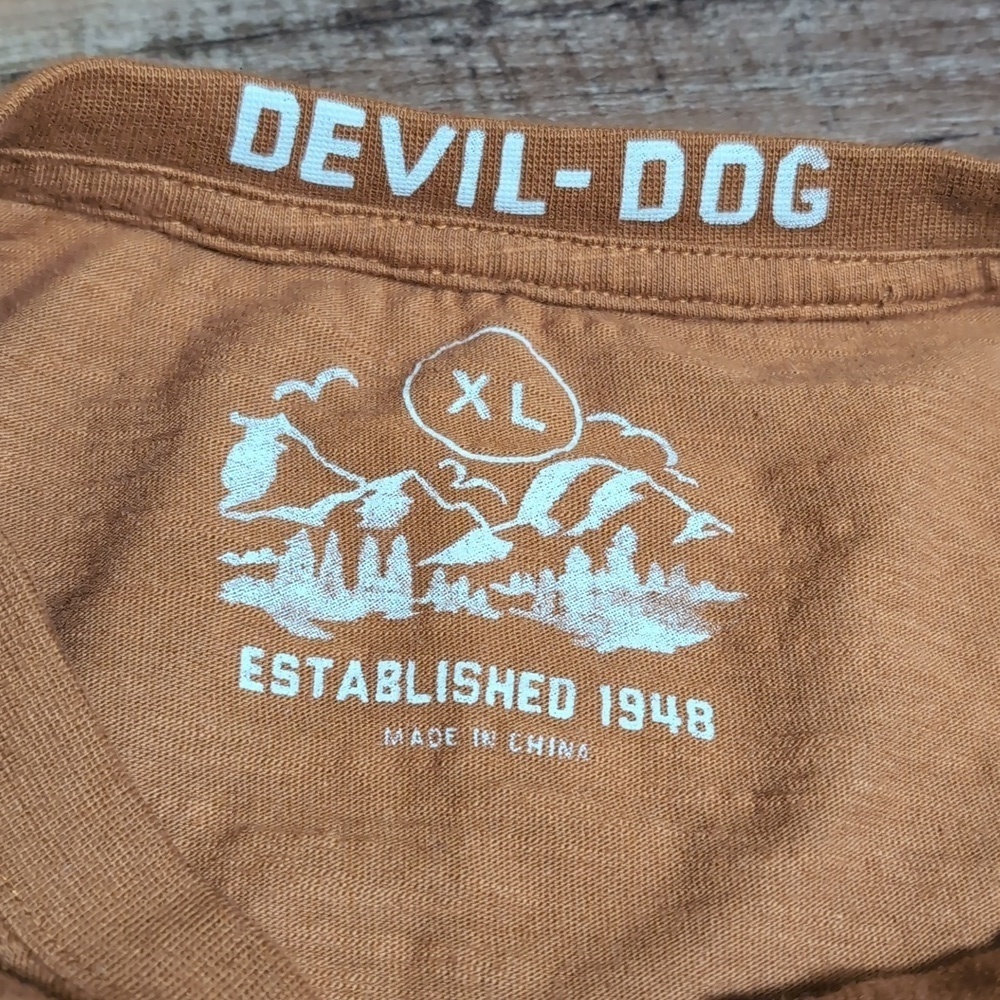 Devil-Dog Manufacturing Long Sleeve Pocket Tee Size XL in Burnt Orange - Picture 4 of 8